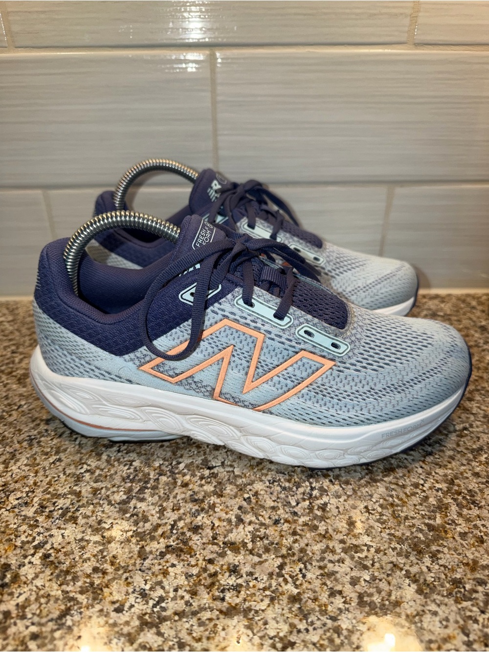 New Balance Women's Light Blue, Navy & Peach Athletic Sneakers